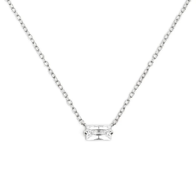 dainty necklaces for women -Baguette Silver Necklace