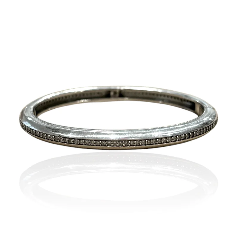 leather cuff bracelets -SILVER RIVA PAVE BANGLE