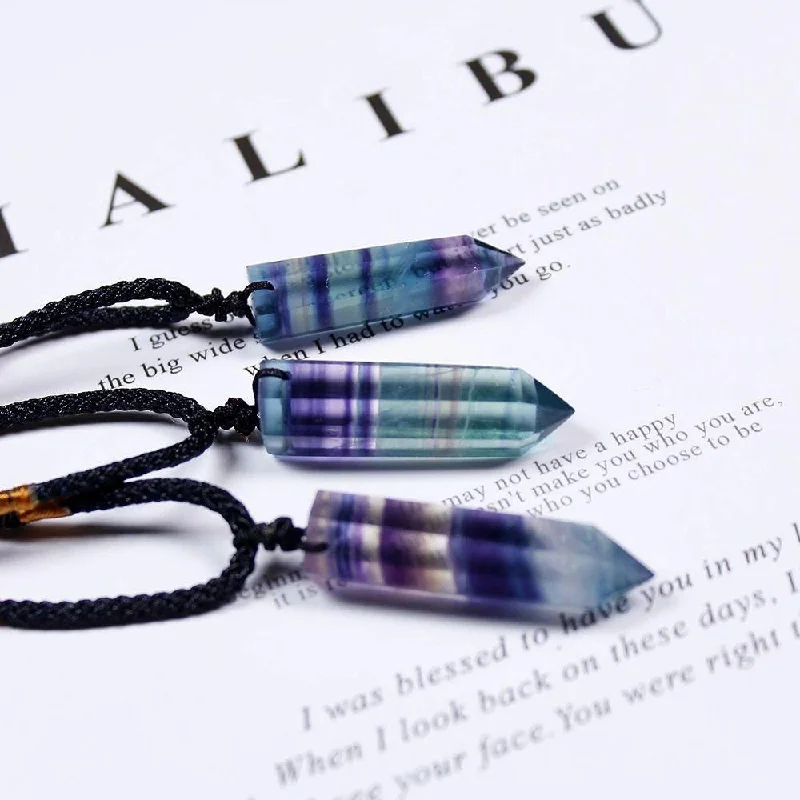 silver necklaces for women -Rainbow Fluorite Crystal Necklace