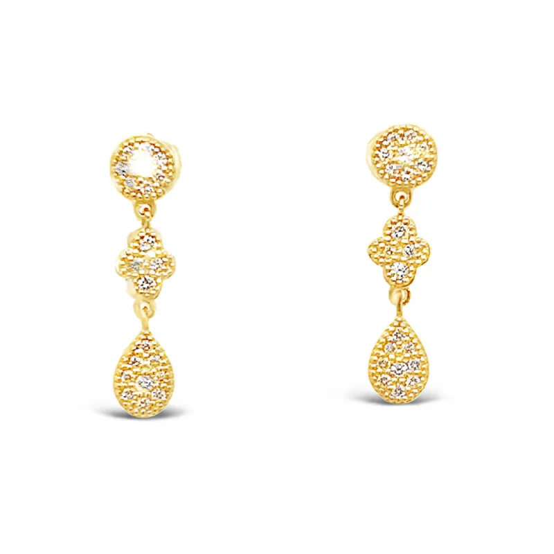 silver earrings for women -Arabesque Diamond Long Drop Earrings