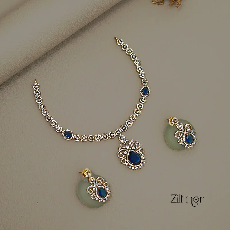 lucky charm necklaces for women -ZL1011425 - AD Stone Choker Necklace Earrings Set