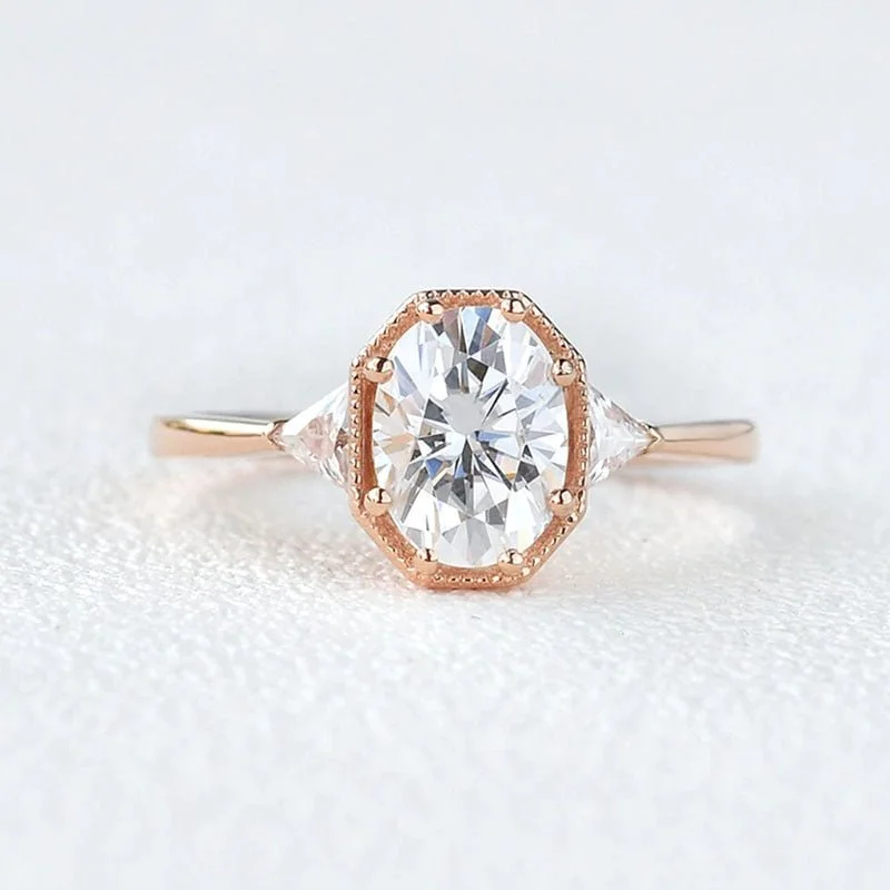 affordable custom engagement rings -1.5 Ct Oval Cut Diamond 14k Rose Gold Engagement Ring