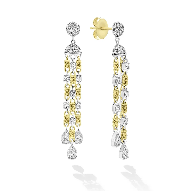 elegant earrings for women -Studio 18K Gold 3-Strand Diamond Chandelier Earrings