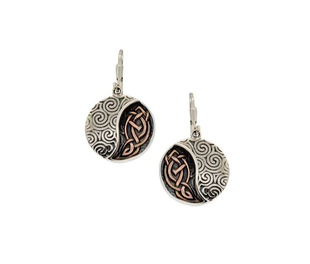 elegant drop earrings for women -Silver and 10k Rose Gold Celtic Spiral Leverback Earrings