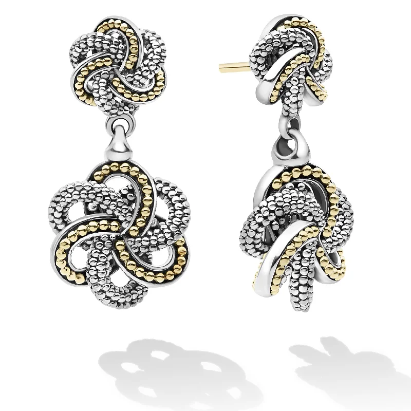 crystal chandelier earrings -Love Knot Two Tone Love Knot Drop Earrings