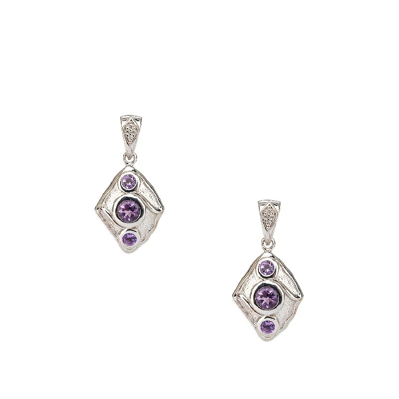 luxury diamond earrings -Silver Rocks 'n Rivers Post Earrings - Amethyst