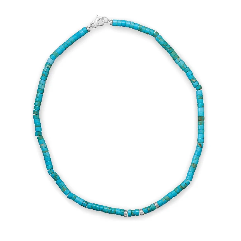 gemstone pendant necklaces for women -21" Reconstituted Turquoise Heshi Bead Necklace