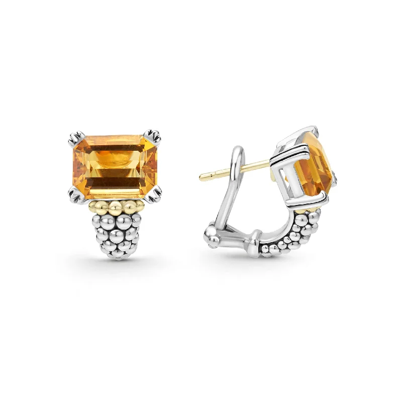 artistic earrings for women -Glacier Large Citrine Huggie Earrings