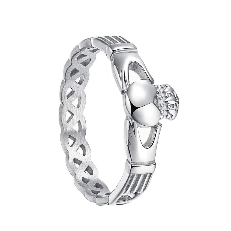 romantic engagement rings for women -Claddagh Engagement Ring Celtic Knot Crown Stainless Steel Promise Rings