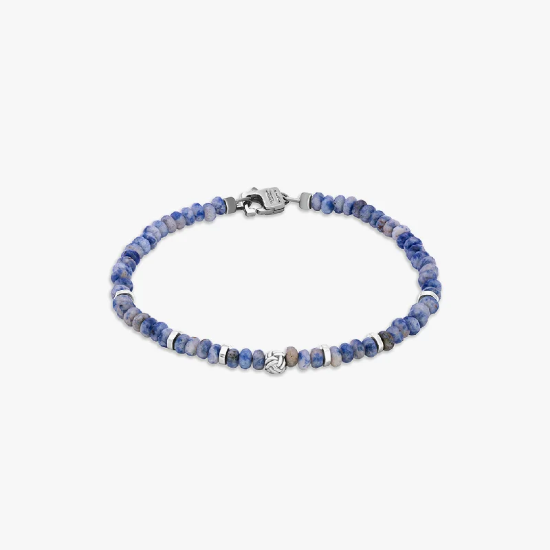 fashionable cuffs for women -Nodo Beaded Bracelet In Blue Sodalite