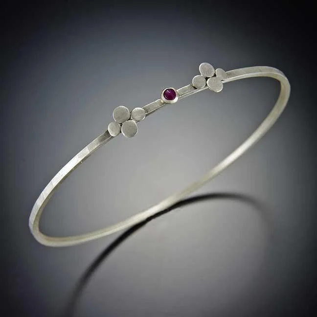 infinity bracelets for women -Ruby and Hammered Disk Bangle