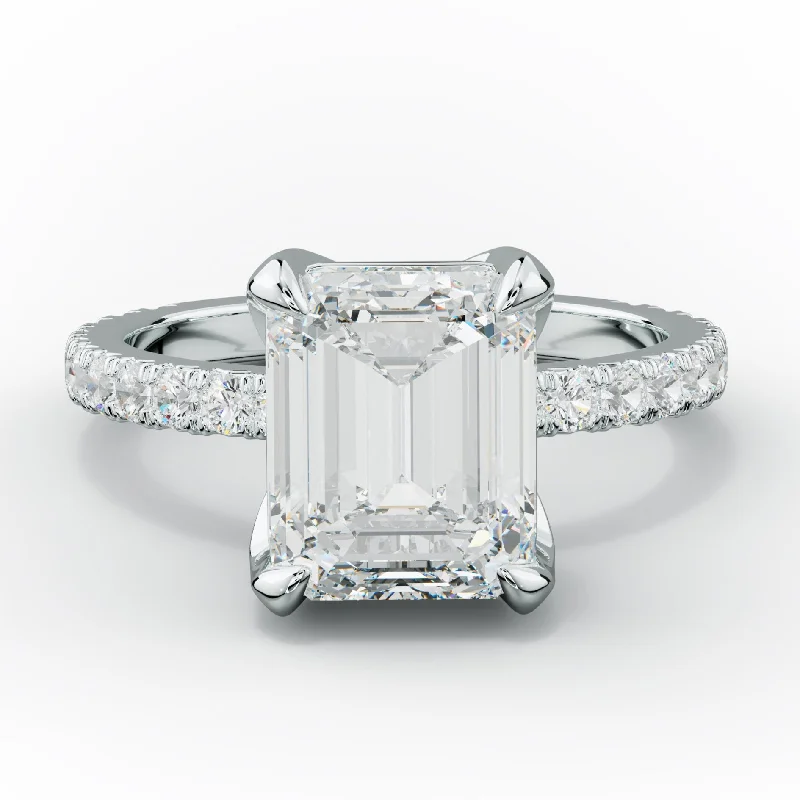 engagement rings with colored diamonds -Evelyn Emerald Cut Diamond Engagement Ring