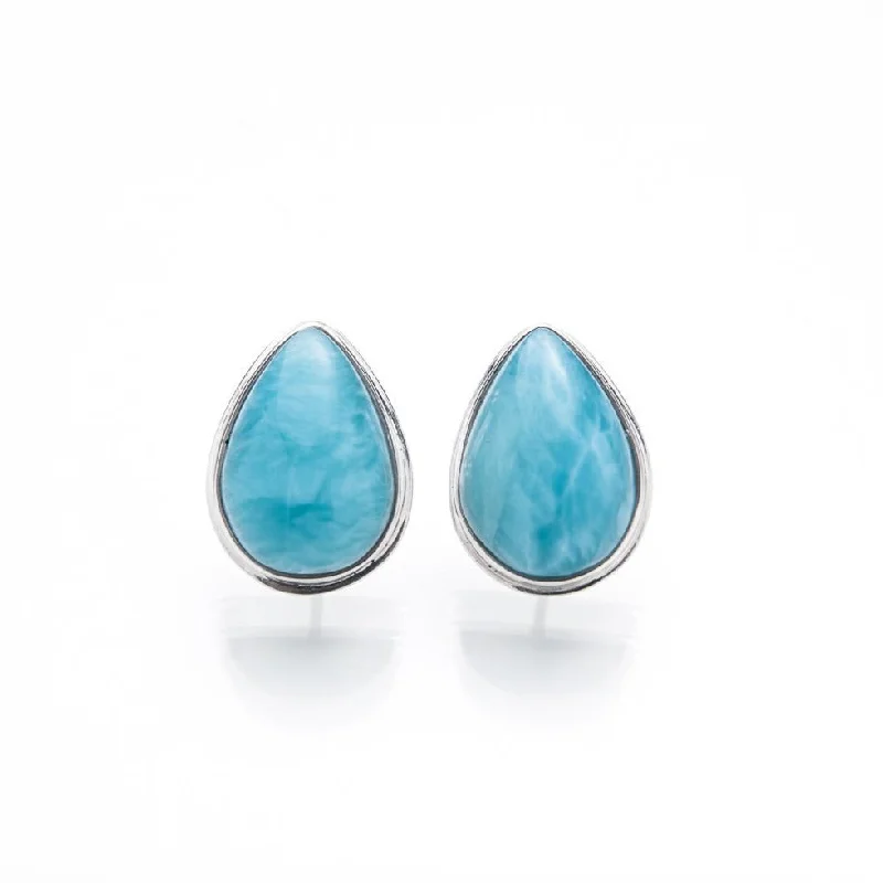 simple stud earrings for women -Teardrop Larimar Earrings Oona