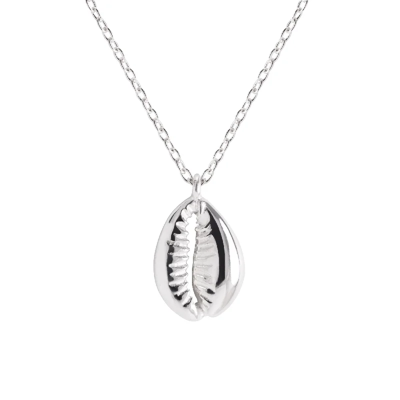 personalized engraved necklaces for women -Seashell Silver Necklace