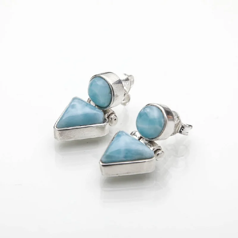 crystal stud earrings -Larimar Stones Earrings Yvette