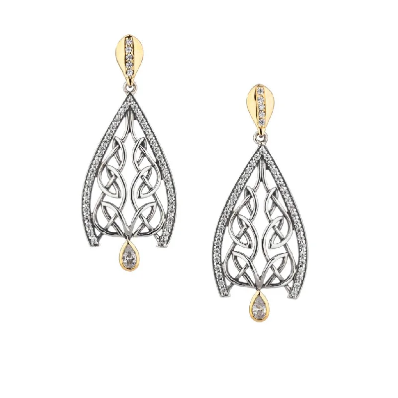 luxury diamond hoop earrings -Silver and 10k Gold Dew Drop Gateway Post Earrings