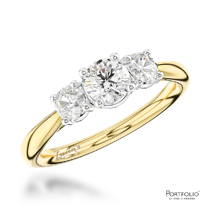 custom-made rings for women -Three Stone 0.40ct F VS2 Diamond Yellow Gold/Platinum Ring