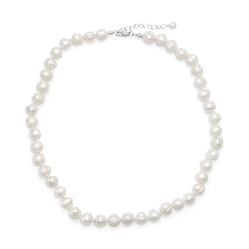 stunning statement necklaces for women -18"+2" Extension White Cultured Freshwater Pearl Necklace