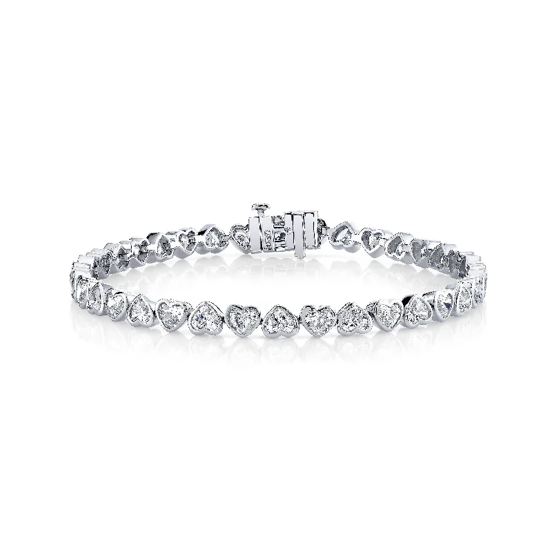 wedding bangles for brides -DIAMOND BEZEL MINI HEART TENNIS BRACELET