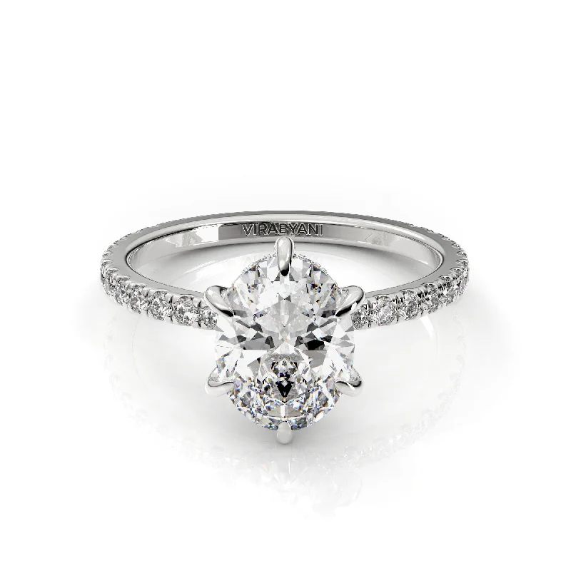 gemstone engagement rings for women -Alessandra Oval Diamond Engagement Ring