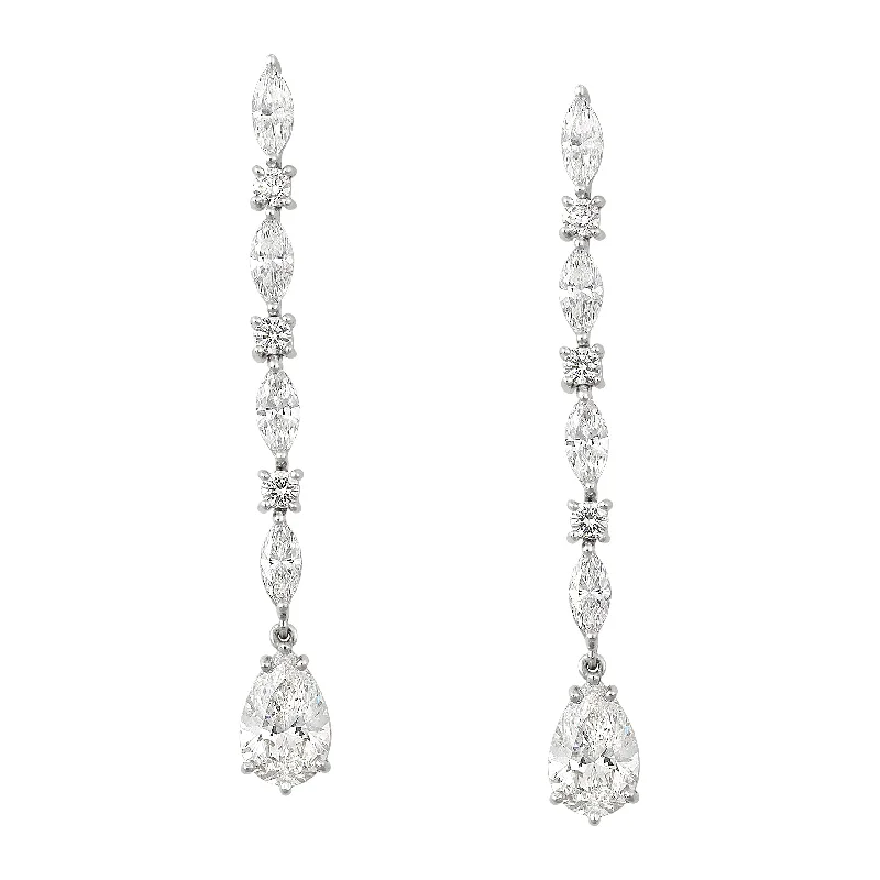 fashionable drop earrings -Hanging Diamond Drop Earrings