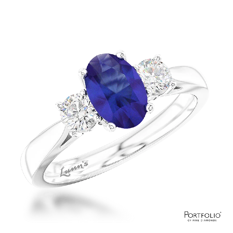 chunky rings for women -Three Stone 1.21ct Sapphire Platinum Ring