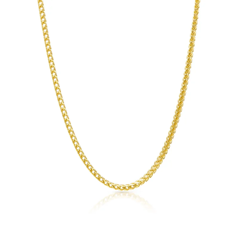 women’s crystal charm necklaces -14KT Yellow Gold 3mm Box Chain Necklace