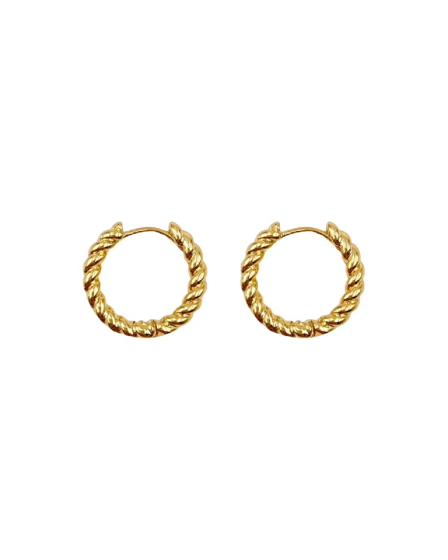 hoop earrings for women -Gold Twist Hoops