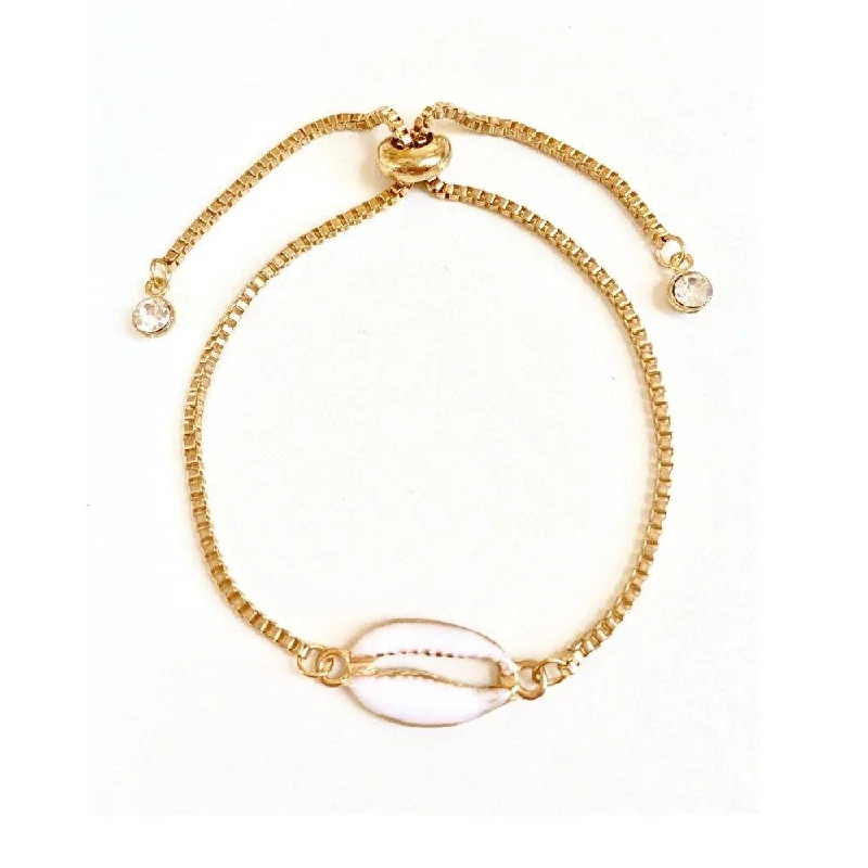 women’s trendy bangles -Seashell Bracelet Adjustable Spring Closure