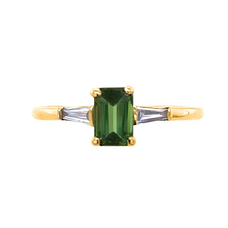 women’s promise rings -18K Yellow Gold Tourmaline & Diamond Ring