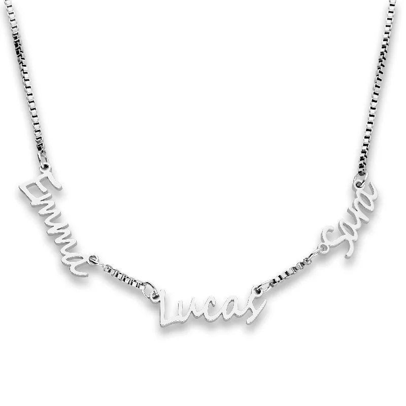 crystal necklaces for women -Multi name necklace silver