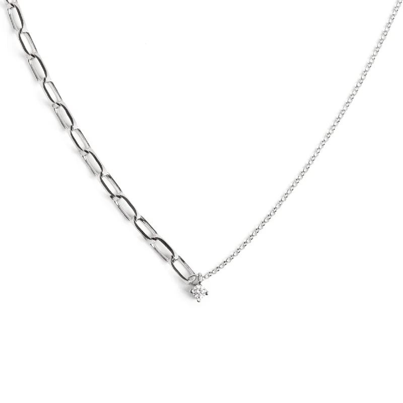 women’s crystal charm necklaces -Chic Spark Silver Necklace