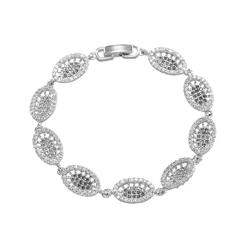 silver bracelets for women -Oval Link Bracelet with White Diamond Cubic Zirconia