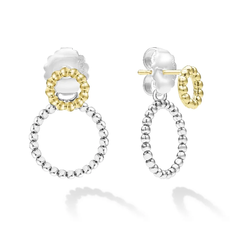 artistic earrings for women -Signature Caviar Two-Tone Circle Drop Earrings