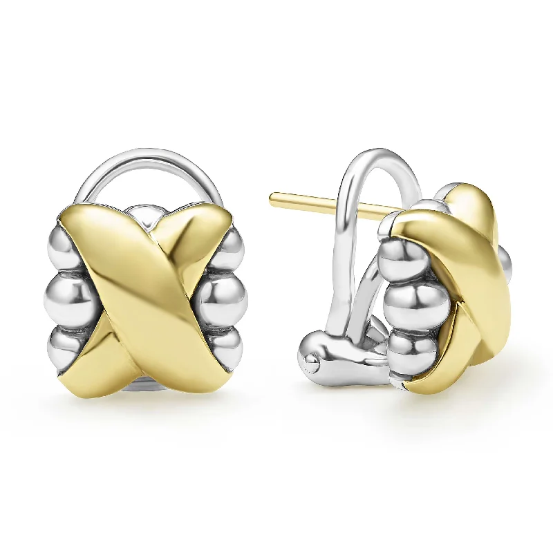 elegant earrings for women -Embrace Two-Tone X Omega Clip Earrings