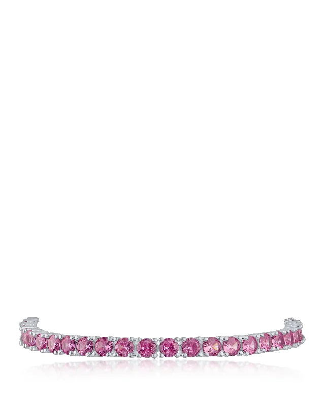 gold bangles for women -Pink Round CZ Bolo Bracelet