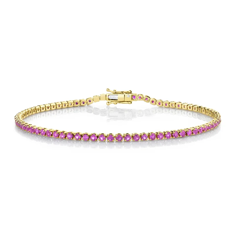 infinity bangle bracelets -PINK SAPPHIRE SINGLE LINE THREAD BRACELET