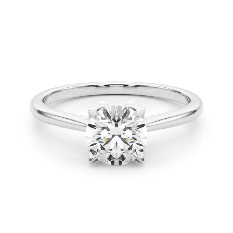 radiant engagement rings -Flora Round  Diamond Solitaire Engagement Ring