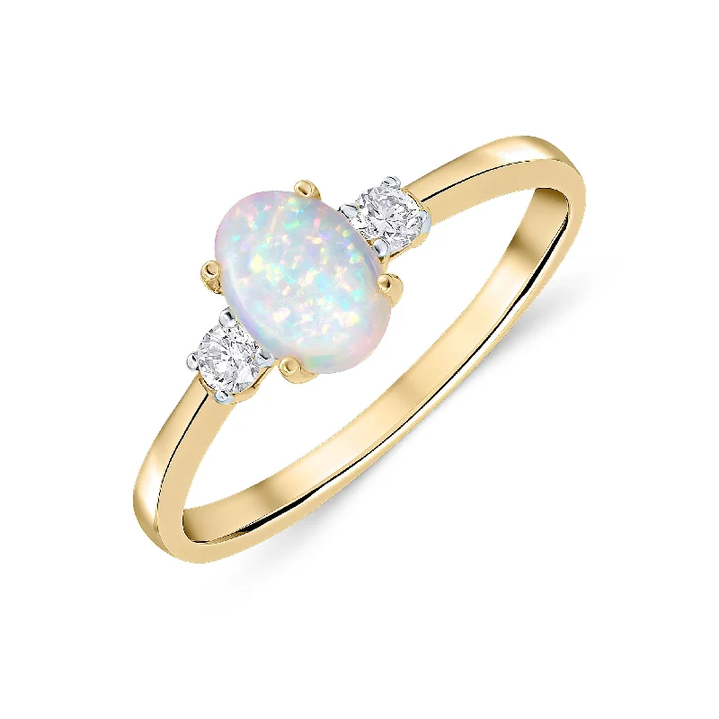 women’s infinity rings -18K Yellow Gold Opal & Diamond Ring