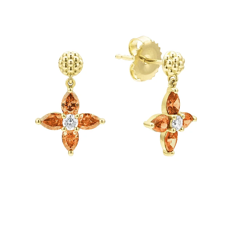 stud earrings for women -Studio 18K Gold & Orange Diamond Drop Earrings