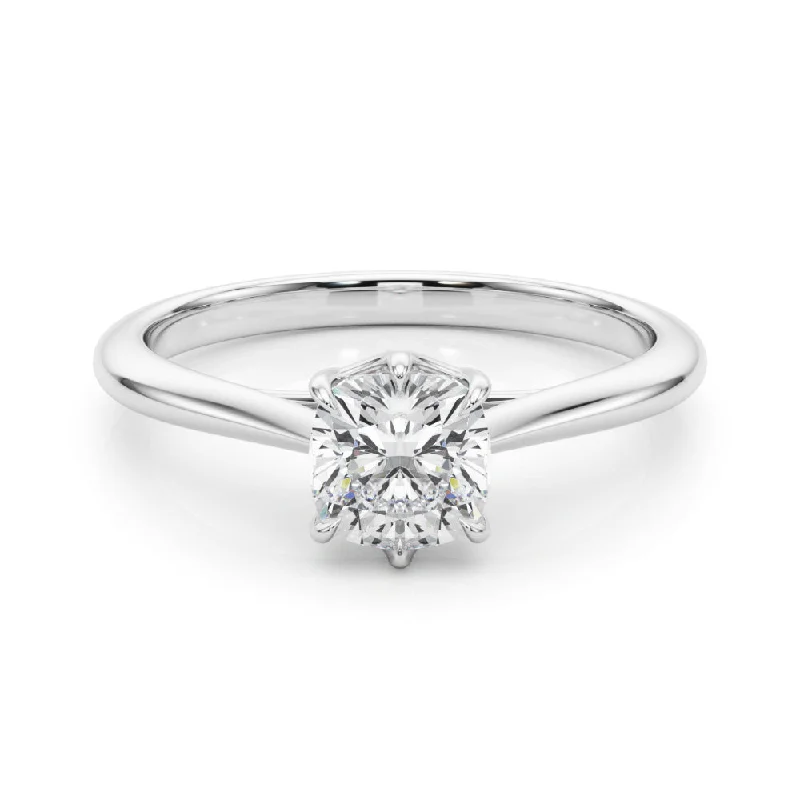 engagement rings with side stones -Grace Cushion Diamond Solitaire Engagement Ring