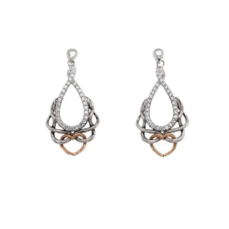 vintage earrings for women -Silver and 10k Rose Gold Love's Chalice Post Earrings