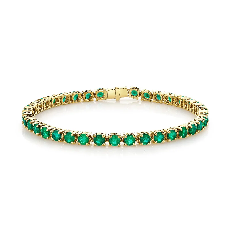 wedding bangles for women -MEN'S ROUND EMERALD TENNIS BRACELET