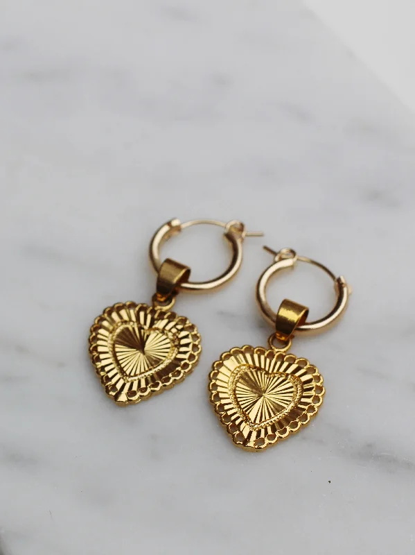 silver hoop earrings for women -Hearts Aligned Earrings