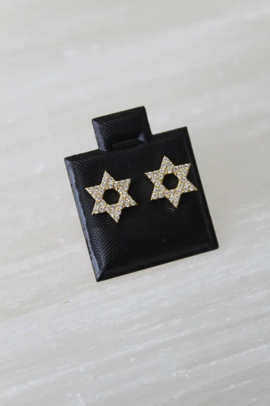 minimalist earrings for women -CZ Star of David Stud Earrings