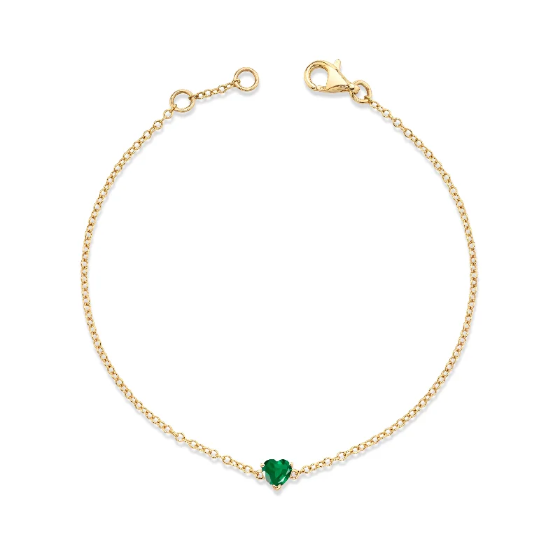 custom gold bangles for women -READY TO SHIP EMERALD BABY HEART BRACELET