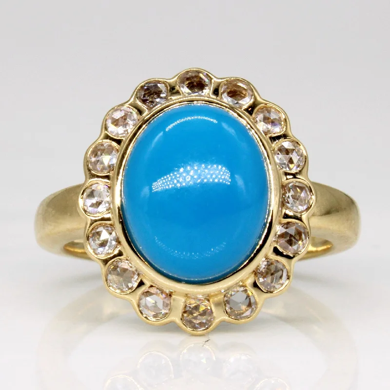 unique rings for women -Turquoise & Diamond Cocktail Ring | 3.30ct, 0.24ctw | SZ 7.25 |