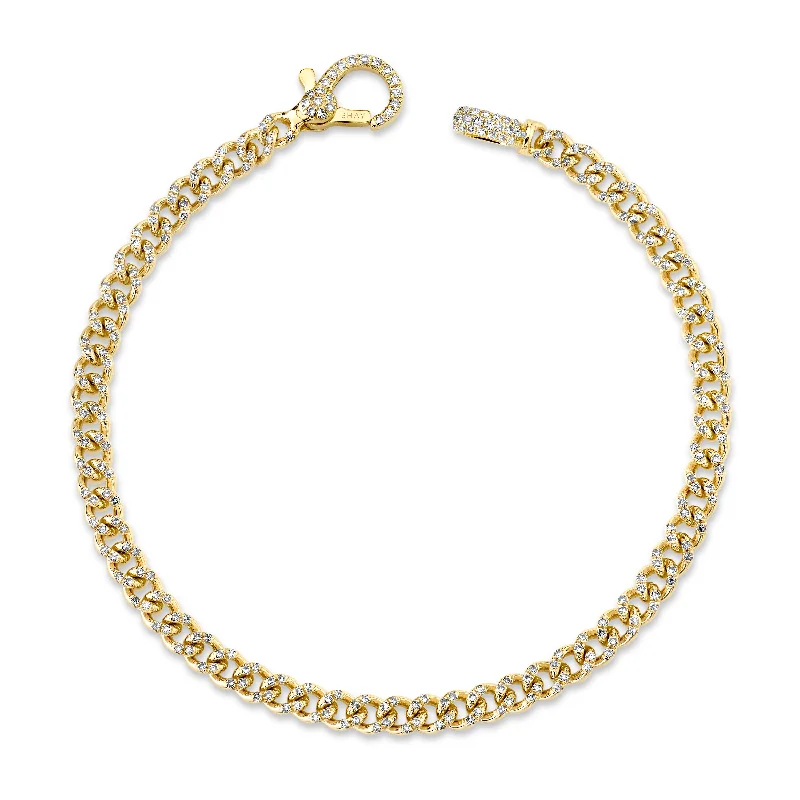 gold bangles for women -READY TO SHIP DIAMOND PAVE BABY LINK BRACELET