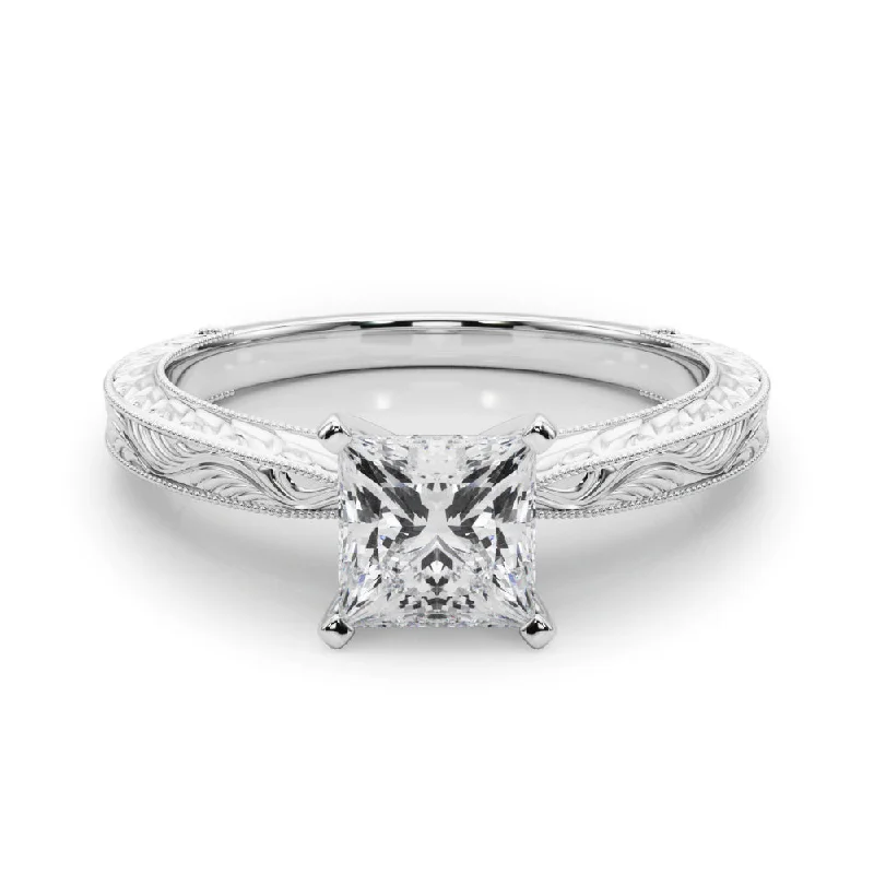 vintage-inspired engagement rings -Victoria Princess Diamond Solitaire Engagement Ring