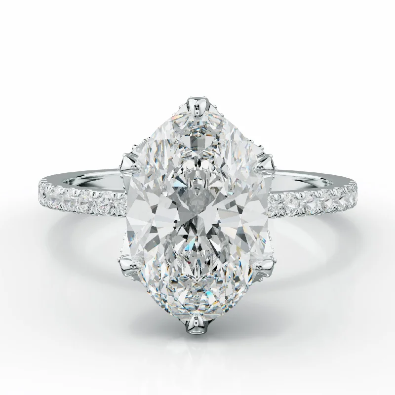 gemstone and diamond engagement rings -Charlotte Six Prong Oval Diamond Engagement Ring